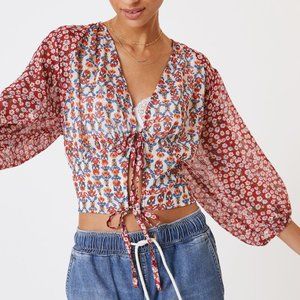 Anthropologie NWT Floral Tie-Front Kimono